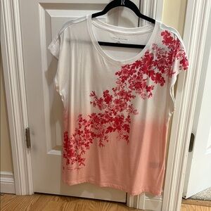 Tommy Hilfiger White and Pink Floral Women's Top